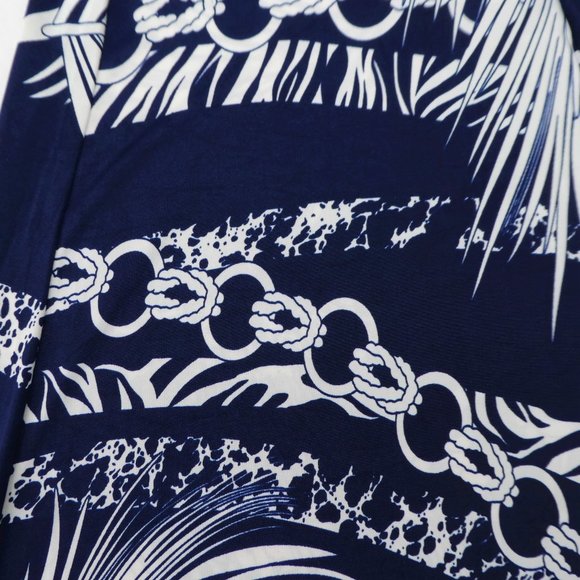 Resort Wear Navy Palazzo Pants NEW High Waist Ruched Tie Buckle Flare White L - Picture 8 of 11